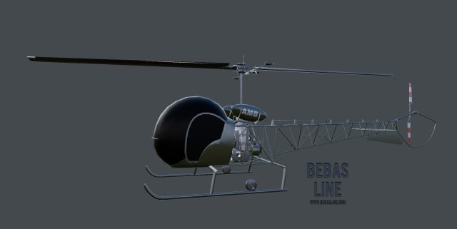 lowpoly bell h-13 sioux 3Dモデル .c4d .max .obj .3ds .fbx .stl .blend 
