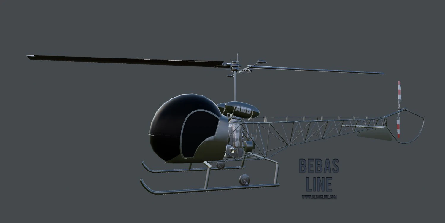 lowpoly bell h-13 sioux 3D Model .c4d .max .obj .3ds .fbx .stl .blend 
