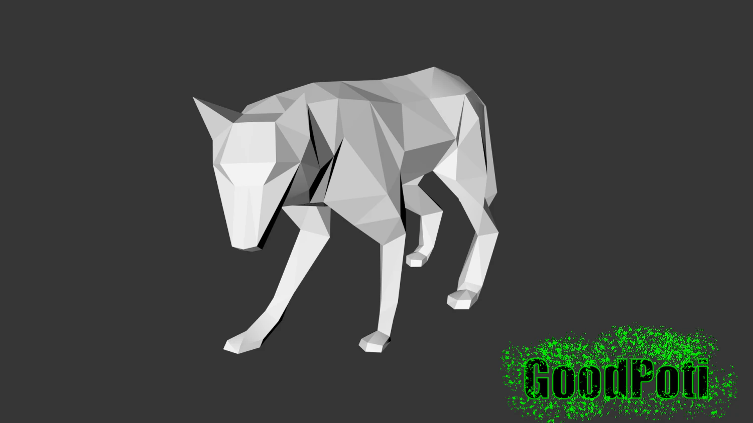 d&uuml;ş&uuml;k poli kurt 3D Baskı Modeli .c4d .max .obj .3ds .fbx .stl .blend 