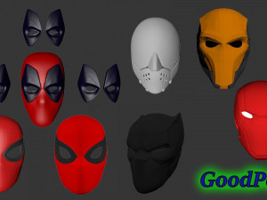 set of masks spider-man deadpool deathstroke black panther 7in1 3d print model 3D Print Model