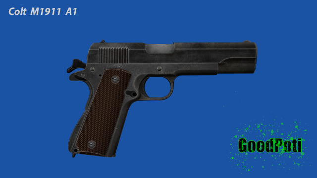 Colt M1911 A1 Realistic Model 3D Model .c4d .max .obj .3ds .fbx .stl .blend 