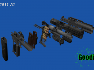 Colt M1911 A1 Realistic Model 3D Model
