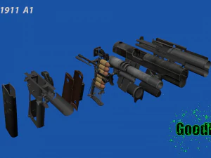 Colt M1911 A1 Realistic Model 3D Model