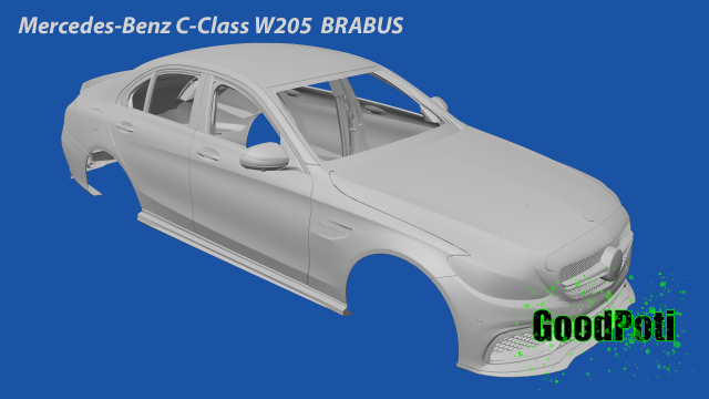 Mercedes-Benz C-Class W205 BRABUS Modello di stampa 3D .c4d .max .obj .3ds .fbx .stl .blend 