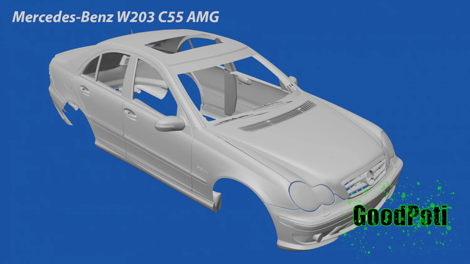 Mercedes-Benz W203 C55 AMG 3D Print Model .c4d .max .obj .3ds .fbx .stl .blend