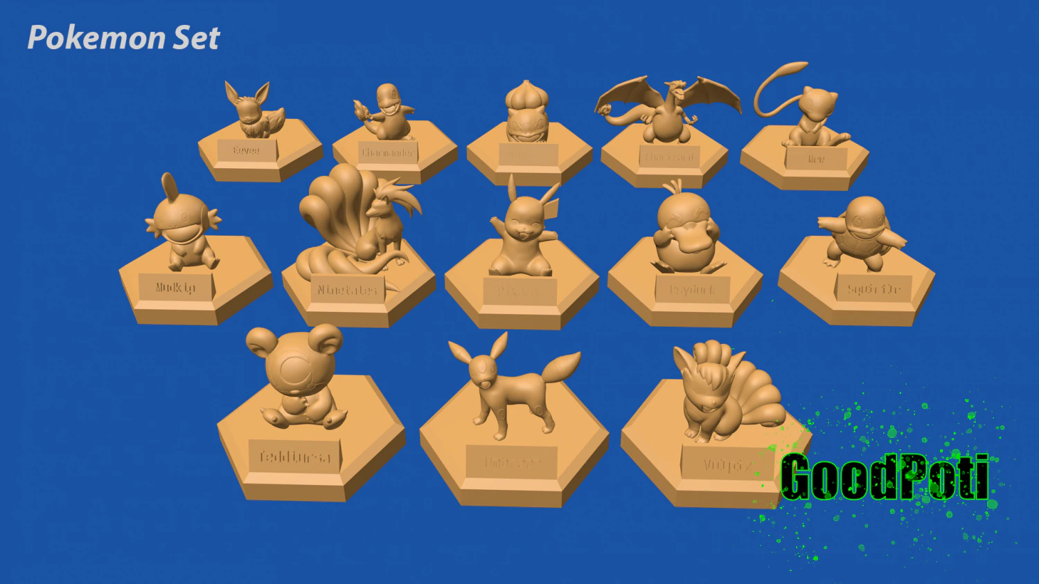 Pokemon Set Toys print 13 in 1 3D Print Model .c4d .max .obj .3ds .fbx .stl .blend