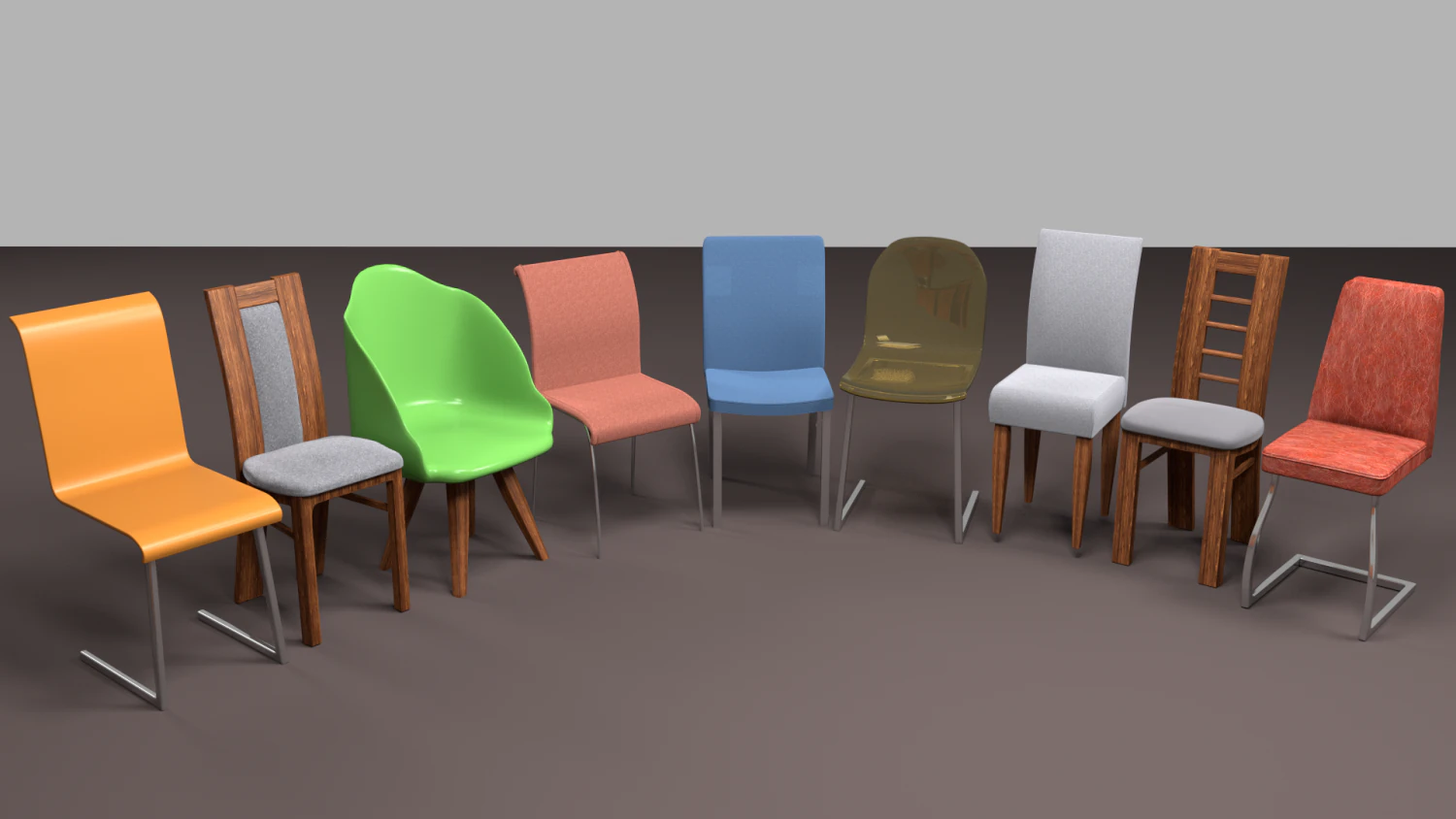 set of chairs 3D Model .c4d .max .obj .3ds .fbx .stl .blend