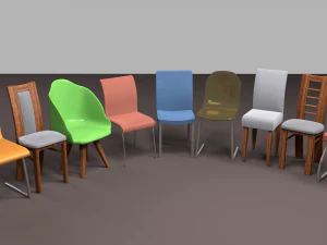 komplet krzeseł Model 3D