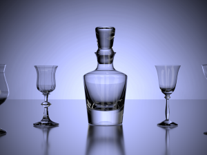 set of alcohol glasses with bottle Modelo 3D
