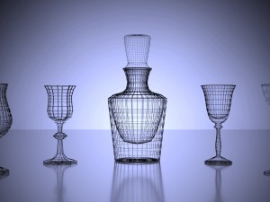 set of alcohol glasses with bottle Model 3D