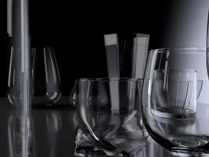 set of modern glasses 3D Model