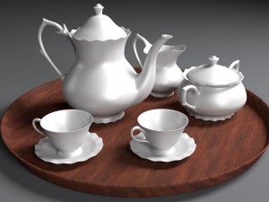english tea set Model 3D