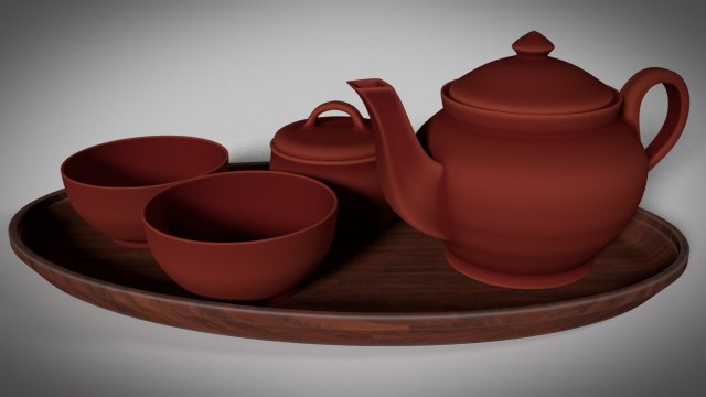 clay tea set Modèle 3D .c4d .max .obj .3ds .fbx .stl .blend 