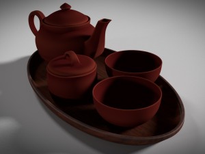 clay tea set Modèle 3D
