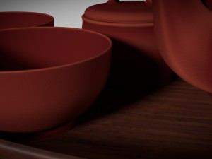 clay tea set Modèle 3D