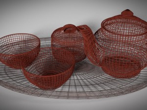clay tea set Modèle 3D