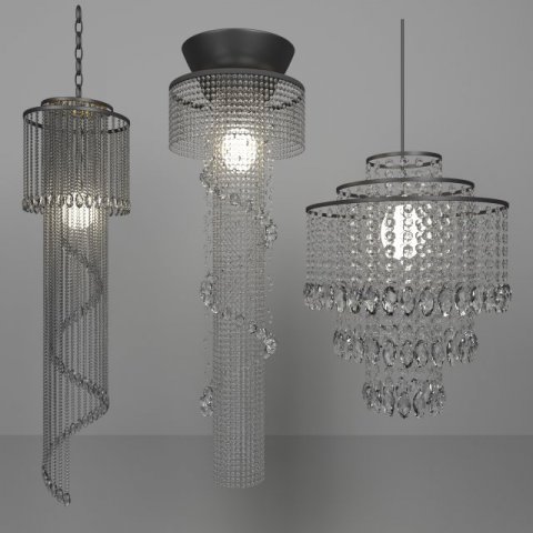 set of crystal ceiling lights 3D Model .c4d .max .obj .3ds .fbx .stl .blend