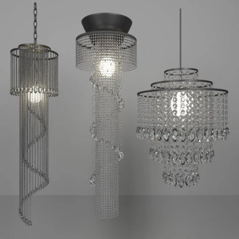 set of crystal ceiling lights 3D Model .c4d .max .obj .3ds .fbx .stl .blend 