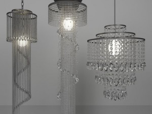 set of crystal ceiling lights Model 3D