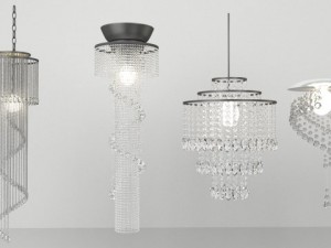 set of crystal ceiling lights 3D Model