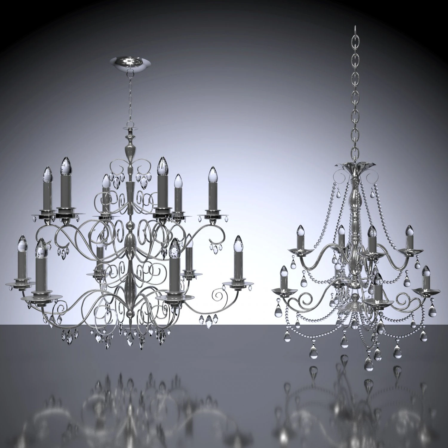 crystal ceilling lights 3D Model .c4d .max .obj .3ds .fbx .stl .blend 