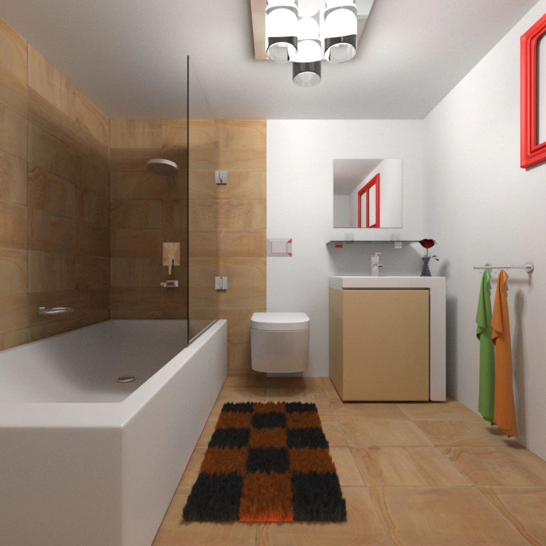 modern bathroom 1 3D Model .c4d .max .obj .3ds .fbx .stl .blend