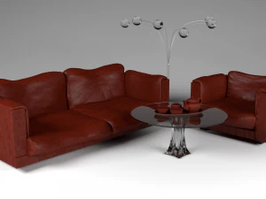 Sofa- und Sesselgarnitur 3D Modell