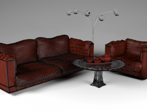 sofa and armchair set 3D-Modell