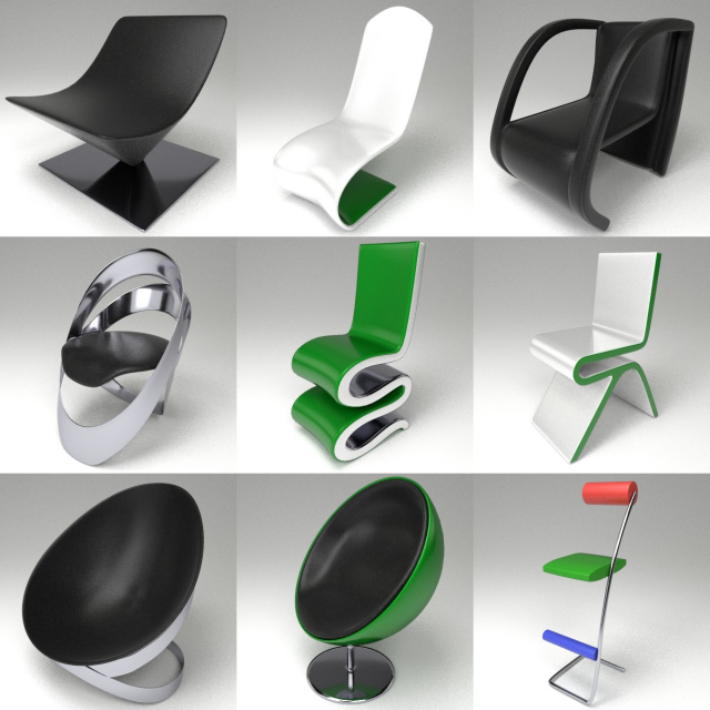 set of chairs 1 Model 3D .c4d .max .obj .3ds .fbx .stl .blend 