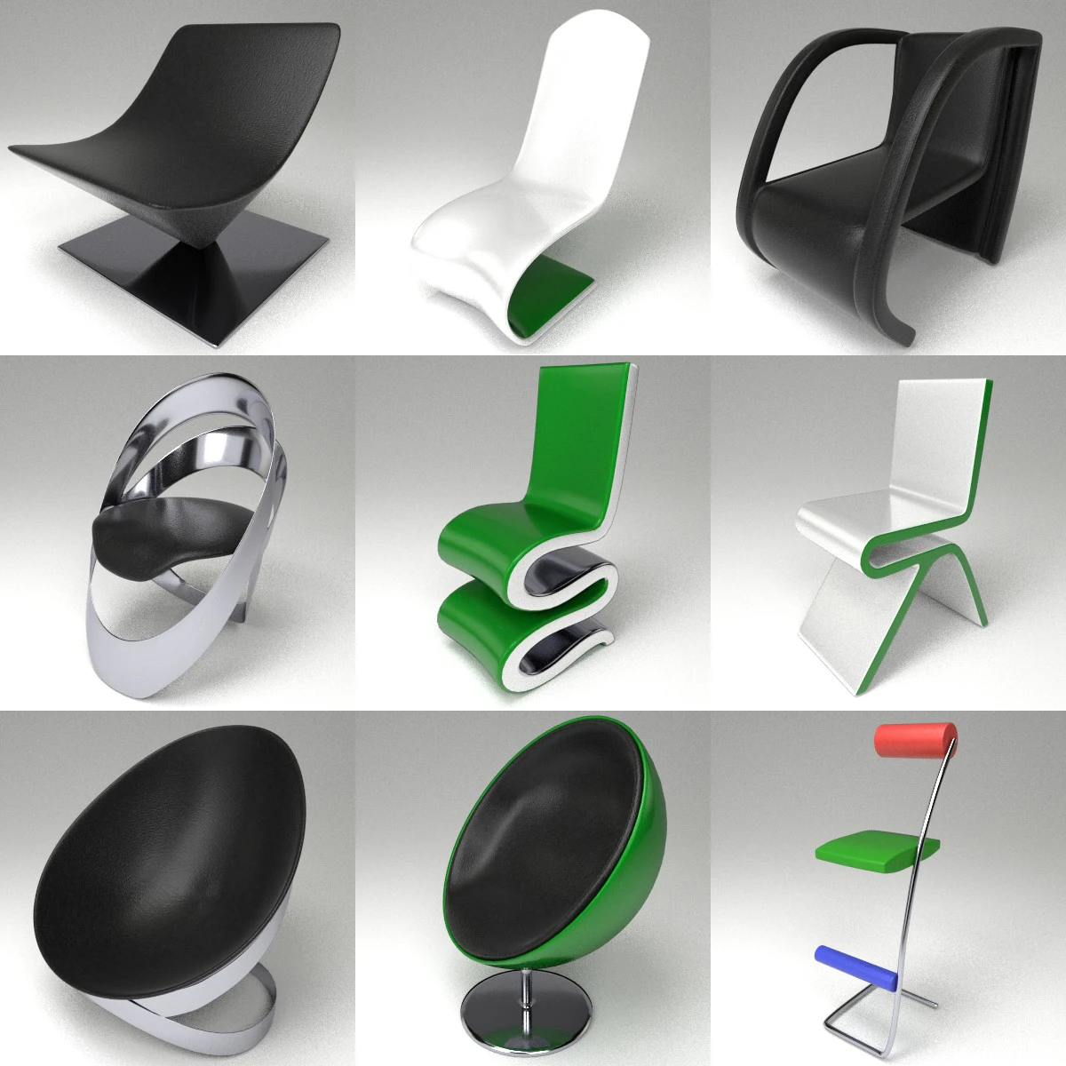 set of chairs 1 3D Model .c4d .max .obj .3ds .fbx .stl .blend 