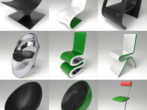komplet krzeseł 1 Model 3D