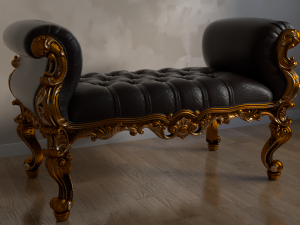 victorian bench chair 3D Modell