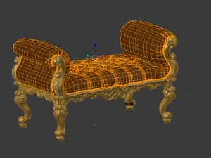 victorian bench chair 3D Modell