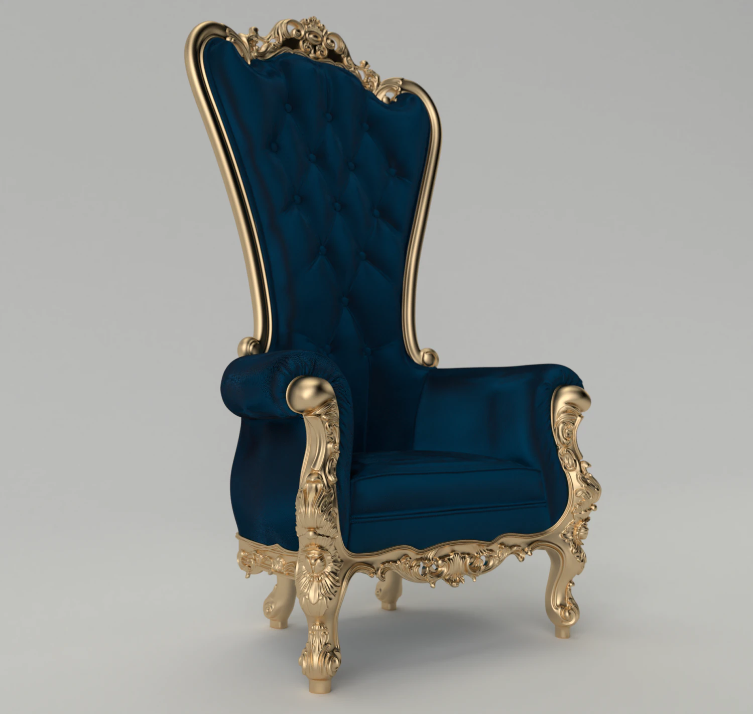 King chair 3D Model .c4d .max .obj .3ds .fbx .stl .blend 
