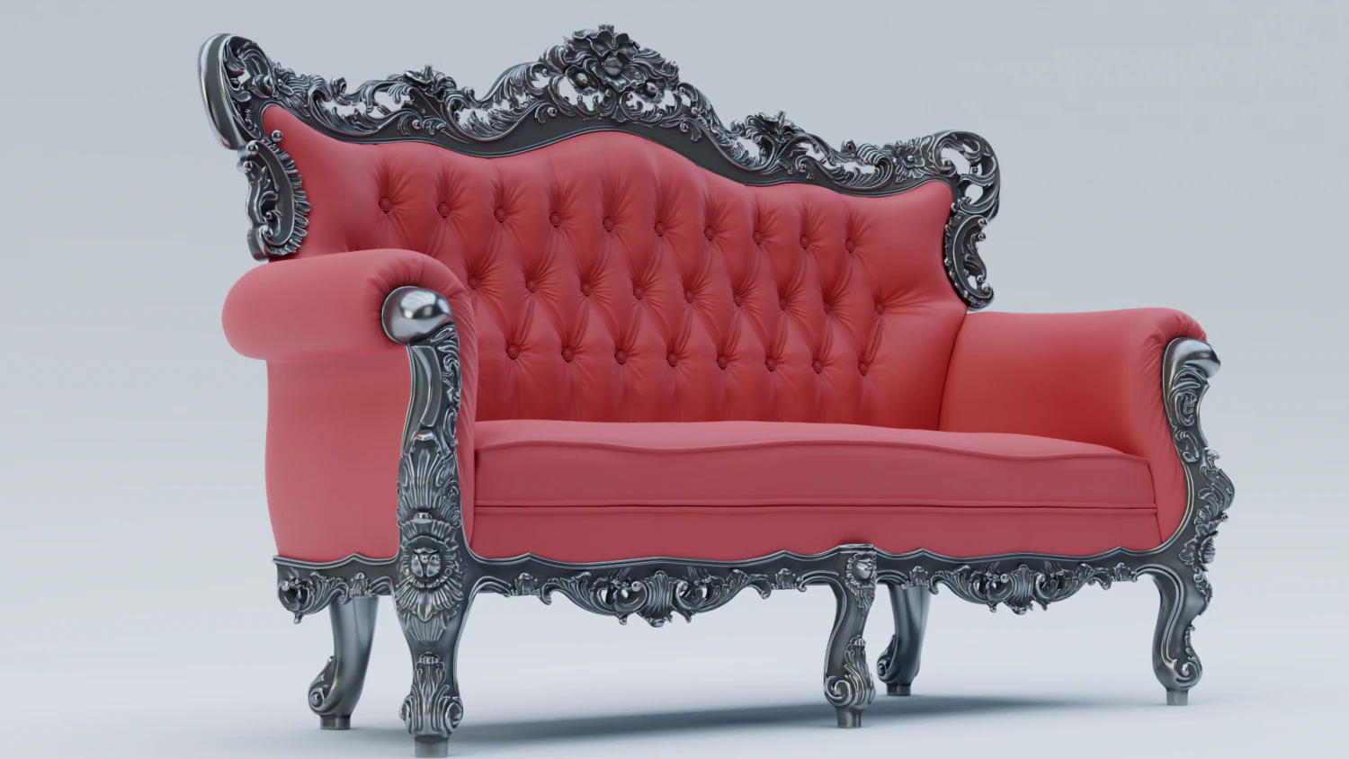 red baroque sofa 3D Model .c4d .max .obj .3ds .fbx .stl .blend 