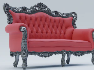 червоний диван бароко 3D Модель