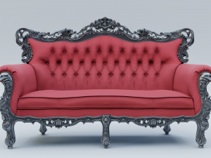 red baroque sofa 3D 模型