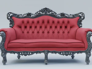red baroque sofa 3D Model