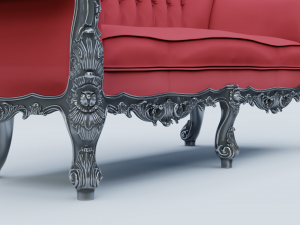 red baroque sofa 3D 模型