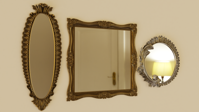 baroque mirror pack 3D Модель .c4d .max .obj .3ds .fbx .stl .blend 