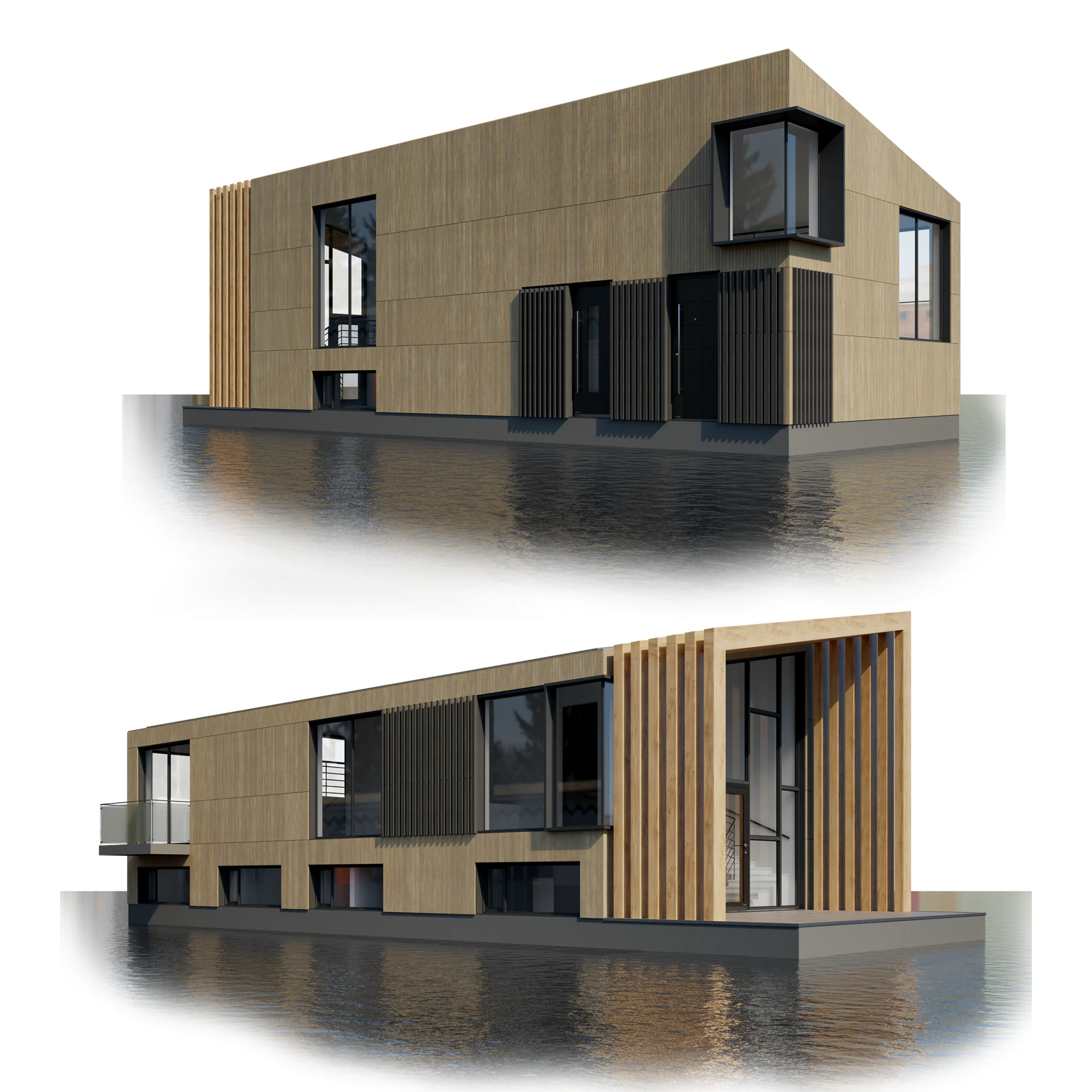 Houseboat 1A 3D Model .c4d .max .obj .3ds .fbx .stl .blend 