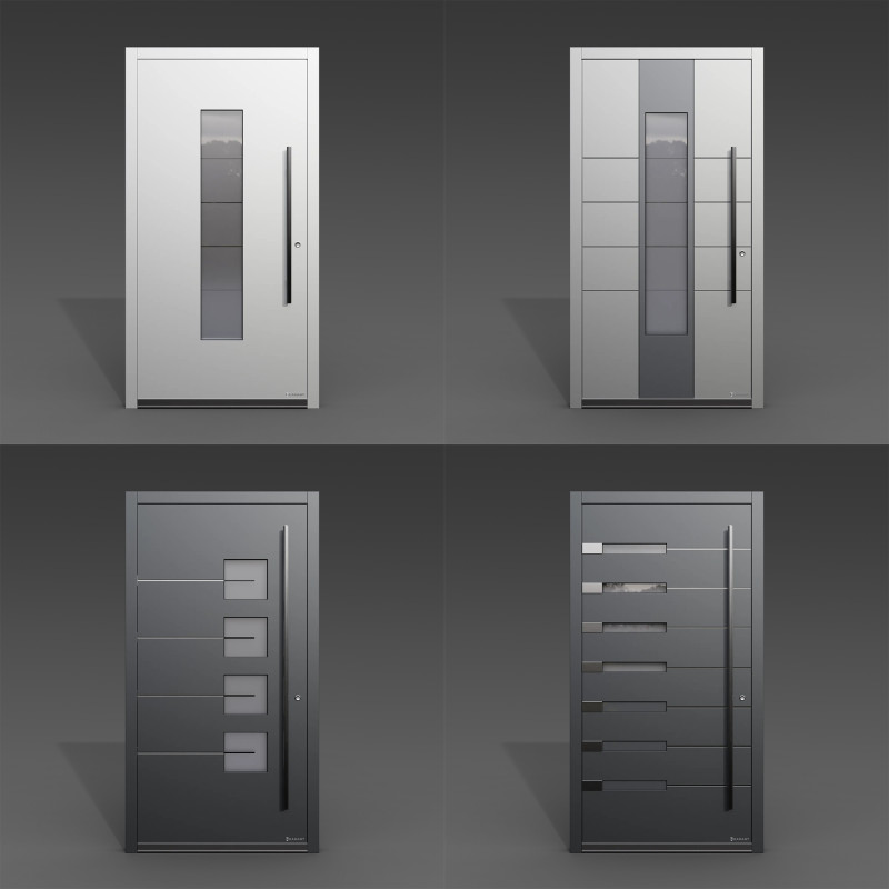 Modern Front Door Set 3D Модель .c4d .max .obj .3ds .fbx .stl .blend