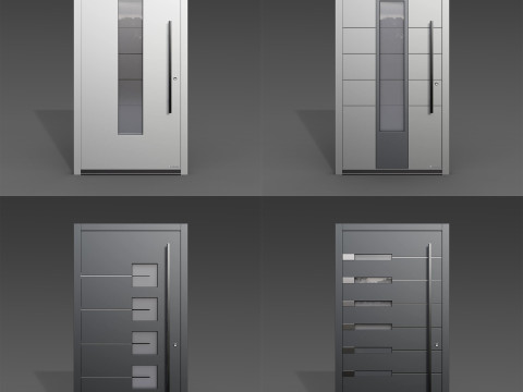 Modern Front Door Set 3D 模型