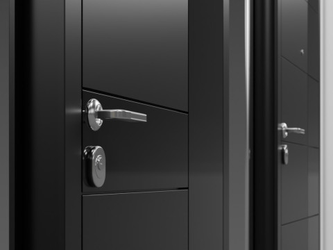 Modern Front Door Set 2 Model 3D