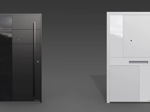 Modern Front Door Set 2 3D Model