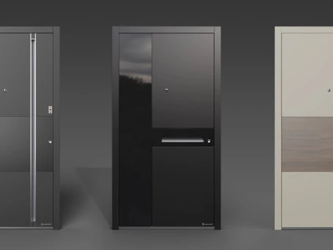 Сучасний набір передніх дверей 2 3D Модель