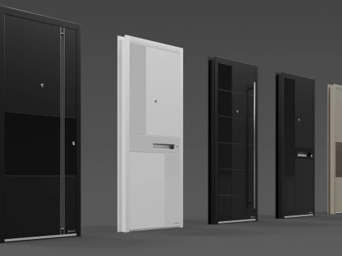 Modern Front Door Set 2 3D Model
