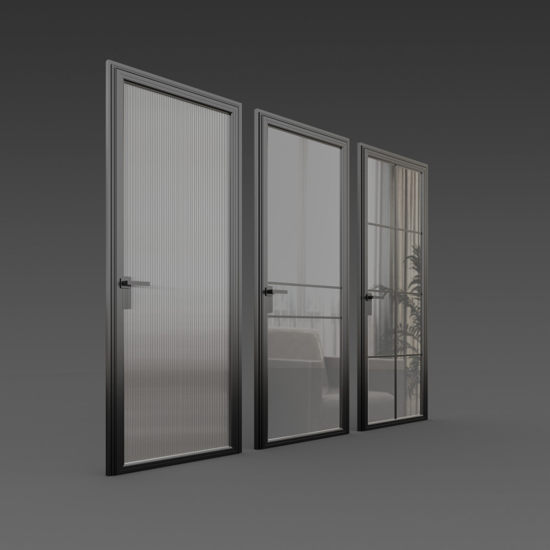 Glass doors pack 3D Model .c4d .max .obj .3ds .fbx .stl .blend 