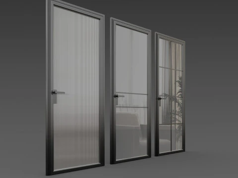 Pack portes vitr&eacute;es Modèle 3D