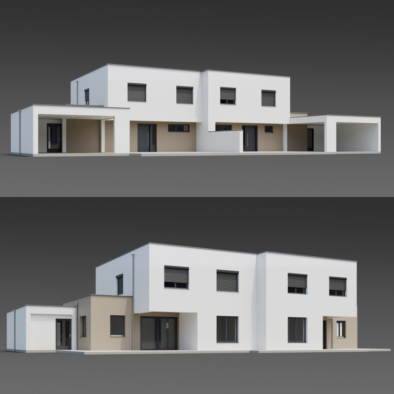 Сучасна двоповерхова резиденція 3D Модель .c4d .max .obj .3ds .fbx .stl .blend